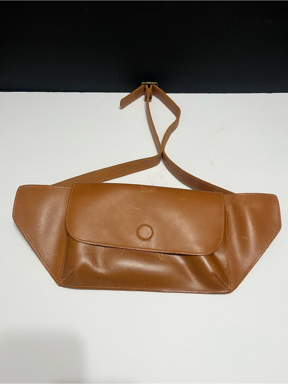 Able Cognac Leather Crossbody Belt Bag
